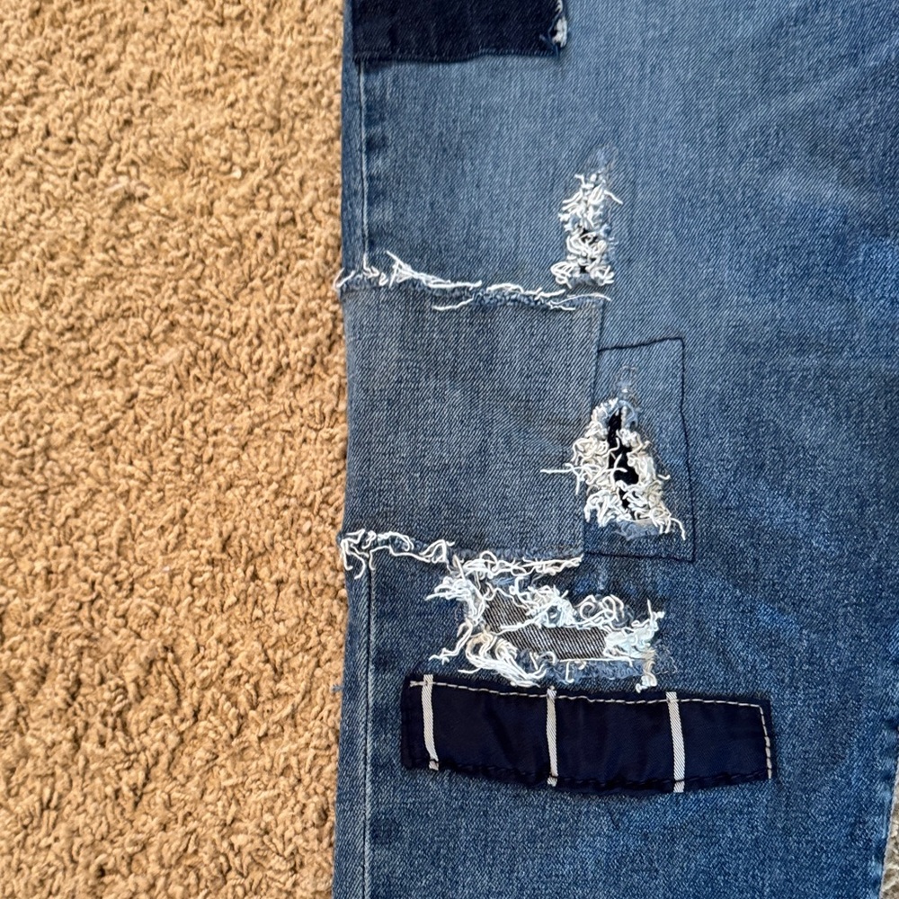Blue Patchwork Jeans - image 5